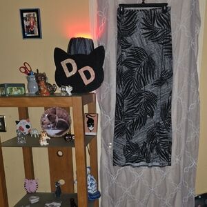 Matty M Black Leaf Maxi Skirt